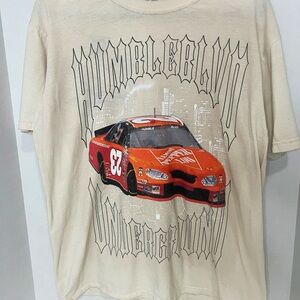 Underground Cream Tee with Red Car Graphic